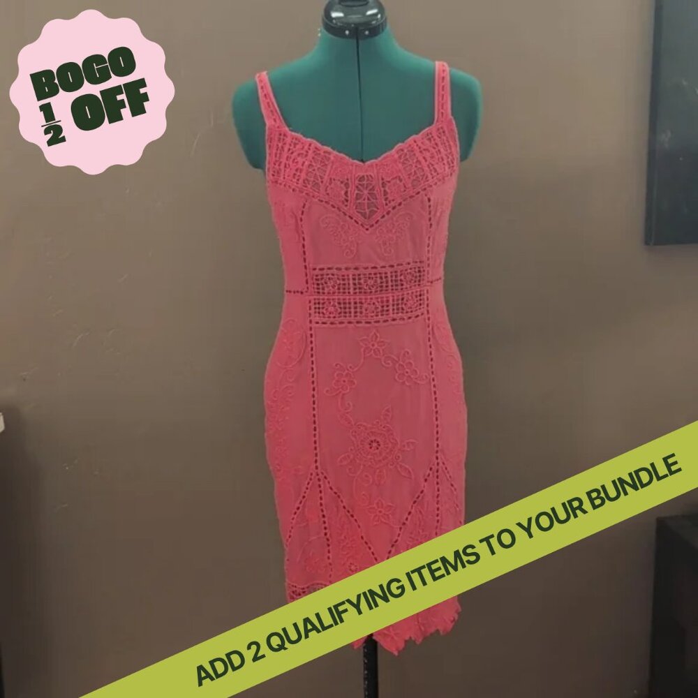 Yoana Baraschi pink embroidered dress sz 4 Good Used Condition